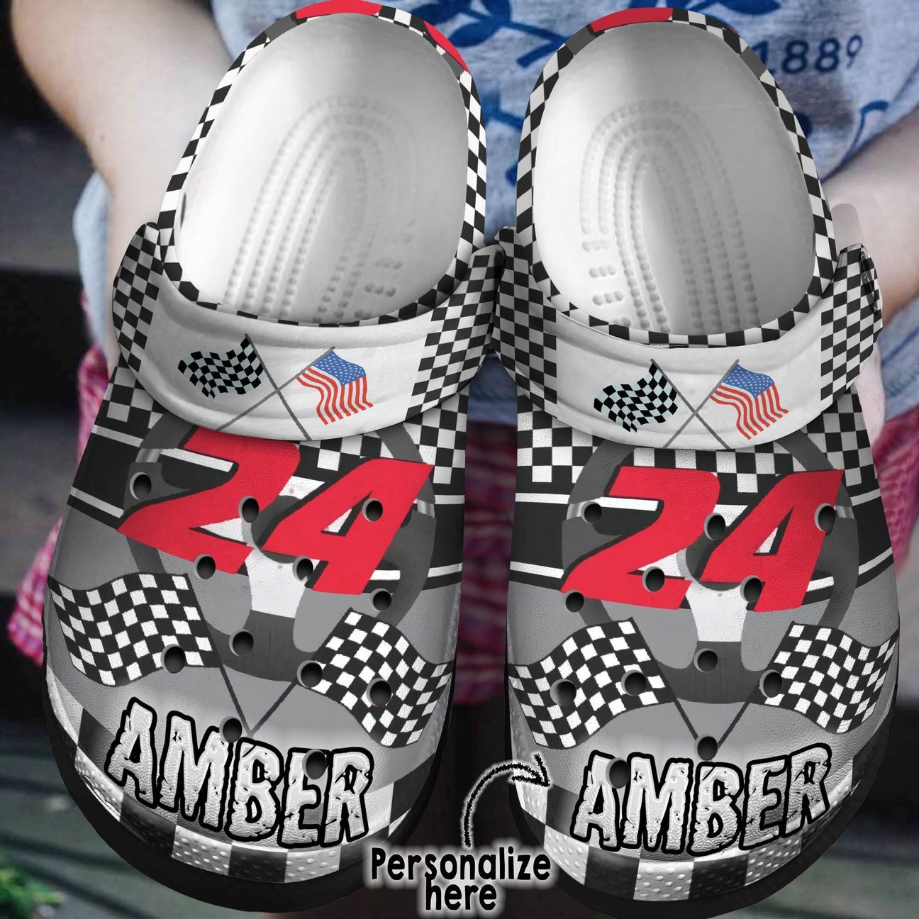 Racing Personalized Clog, Custom Name, Text, Color, Number Fashion Style For Women, Men, Kid, Print 3D 24 Racing Car