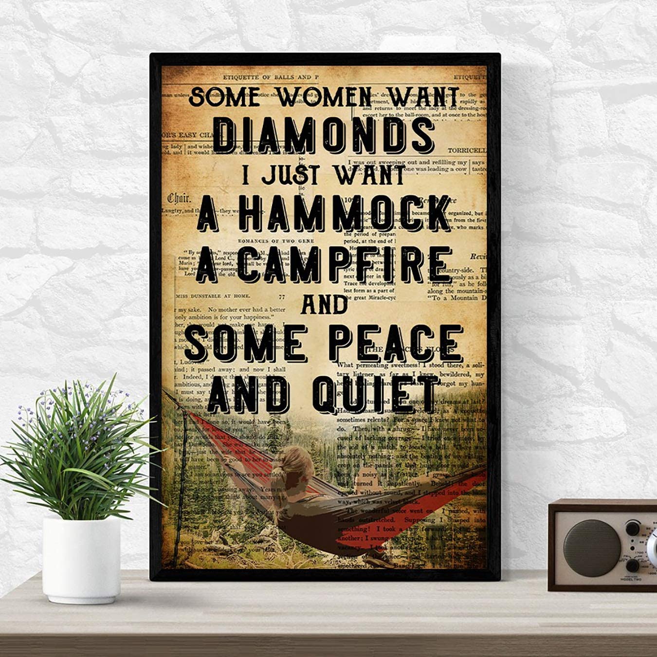 Poster Camping Women Want Diamonds- House Decor – Motivational Wall Art – Aesthetic Posters – Vintage Posters