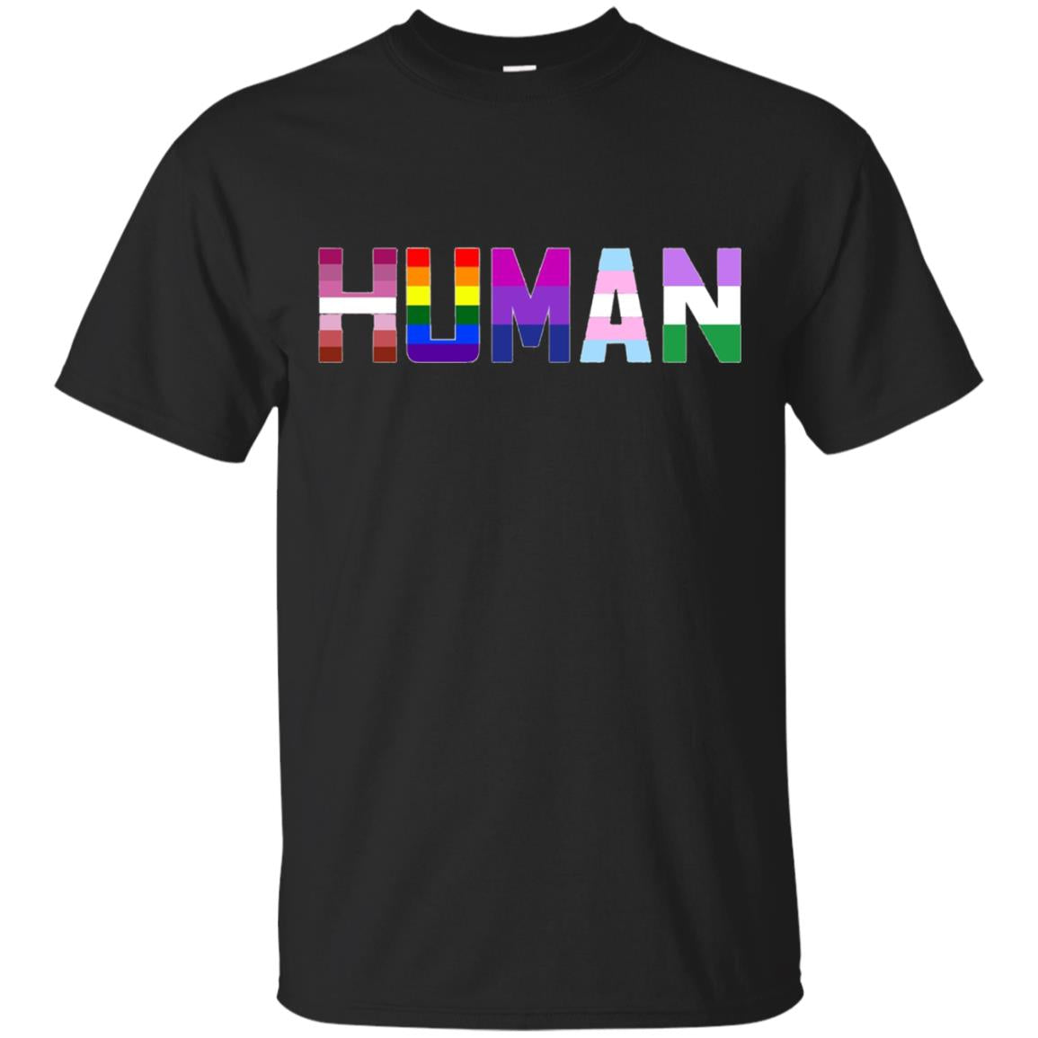 HUMAN Flag LGBT Gay Pride Month Transgender Ally T Shirt