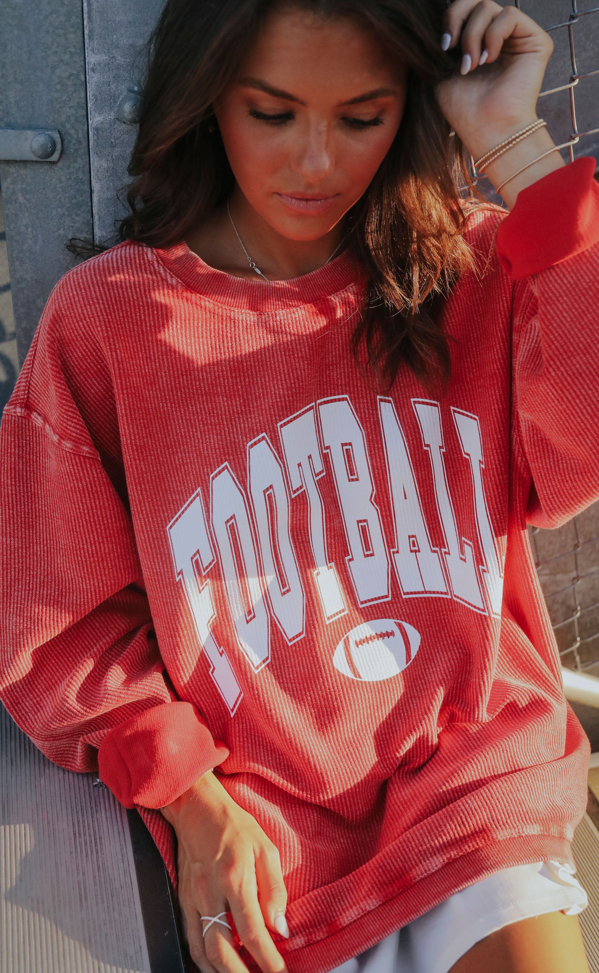 Charlie Southern: Football Corded Sweatshirt – Red