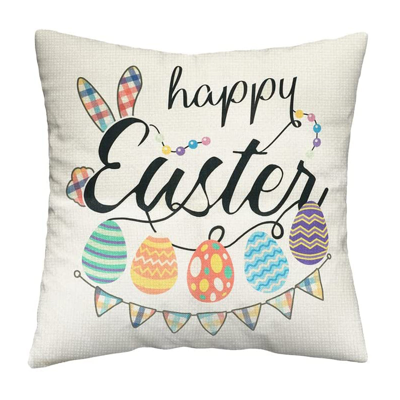 Easter Throw Pillow Covers Happy Easter Rabbit Bunny Eggs Carrots Decor For Home Spring Throw Pillows Farmhouse Outdoor Accent Sofa Couch Decorations