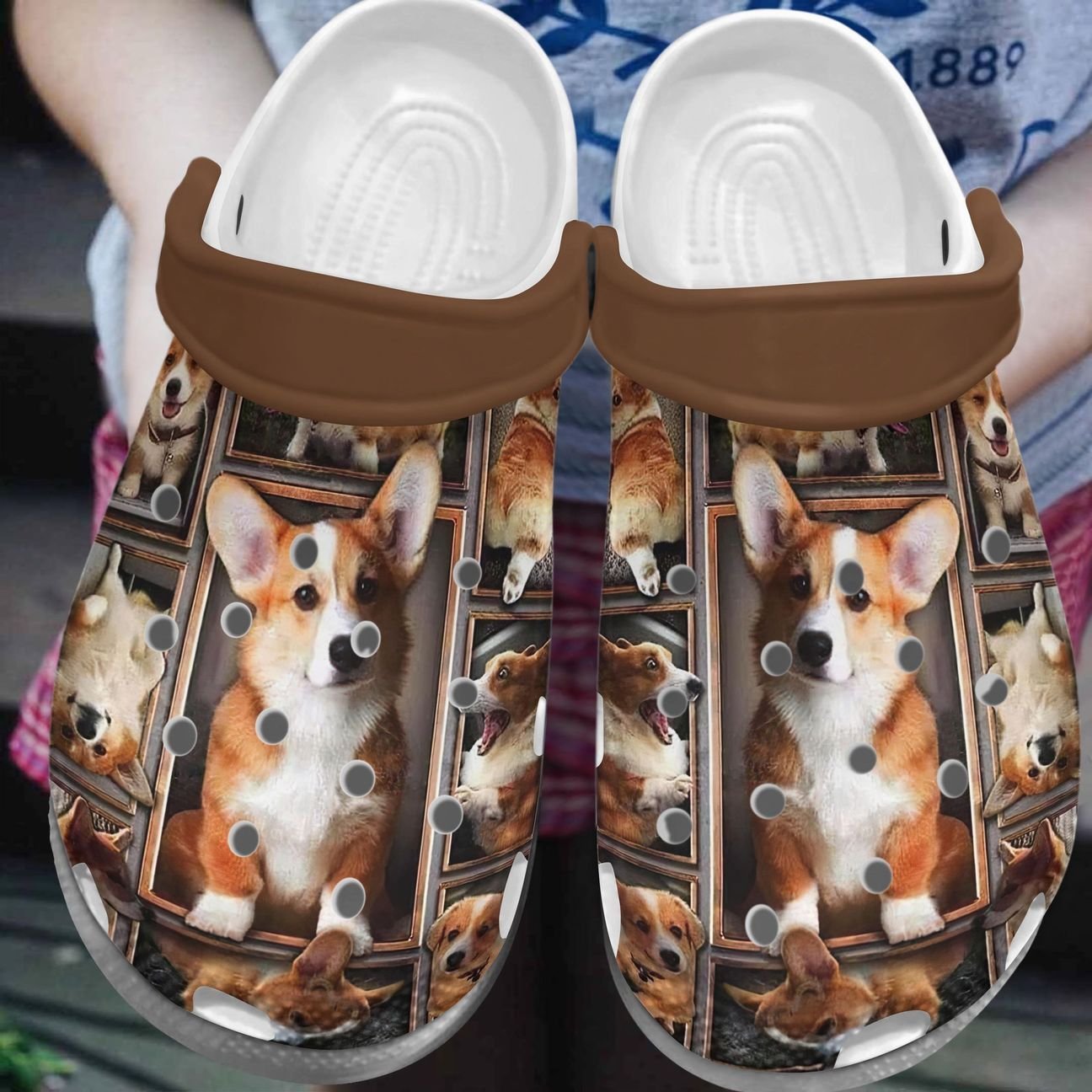 Corgi Lovely Personalize Clog, Custom Name, Text, Fashion Style For Women, Men, Kid, Print 3D Whitesole