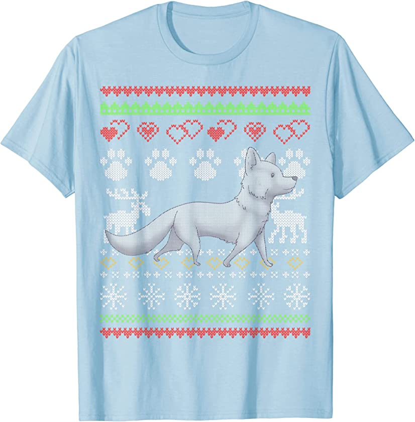 Artic Wolf Santa Claus Ugly Christmas Pattern X-Mas T-Shirt