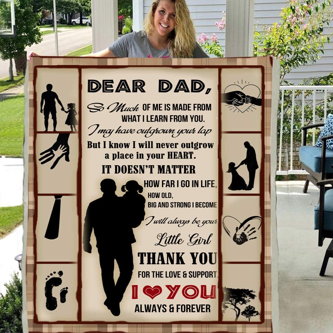 Dear dad personalized custom 3d custom fleece photo blanket fan gift