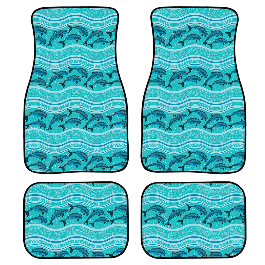 Boho Dolphin Pattern Print Front And Back Car Floor Mats