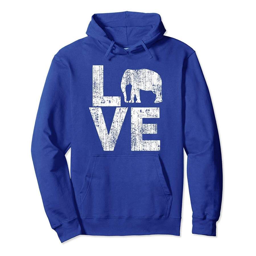 I Love Elephants Distressed Elephant Hoodie