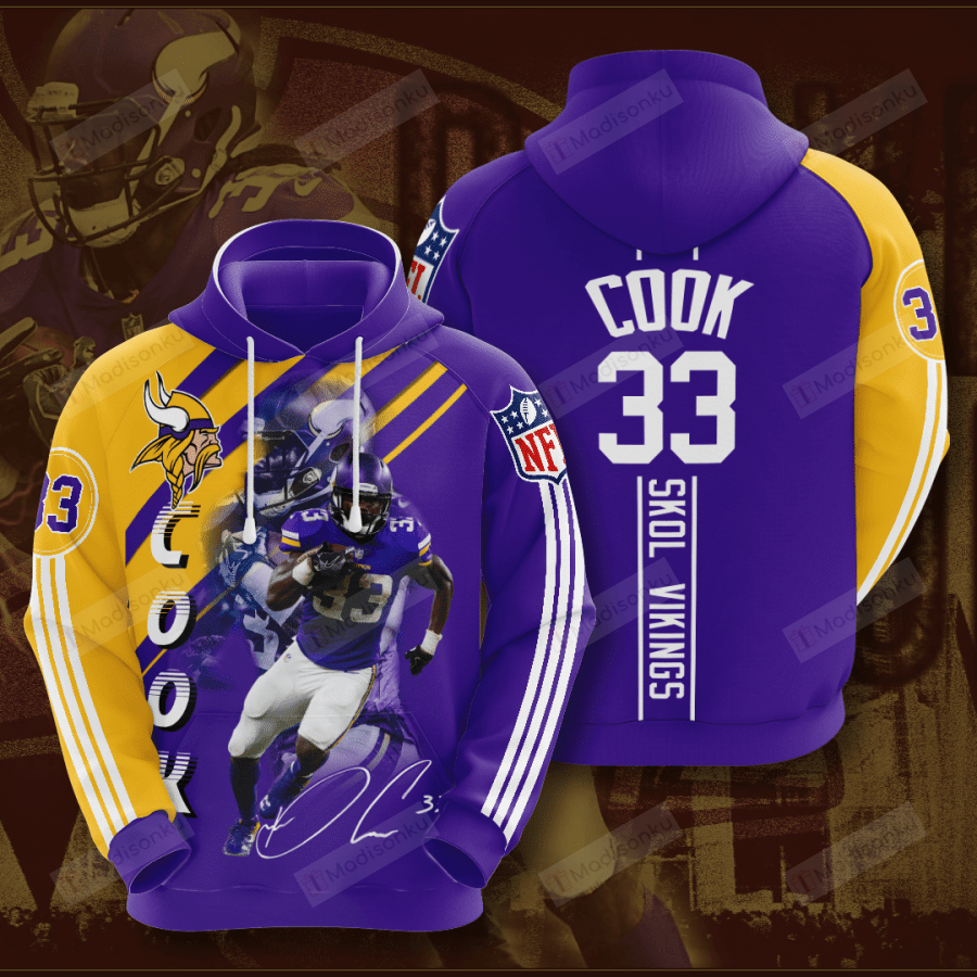 Dalvin Cook Minnesota Vikings 3D All Over Print Hoodie, Zip-Up Hoodie