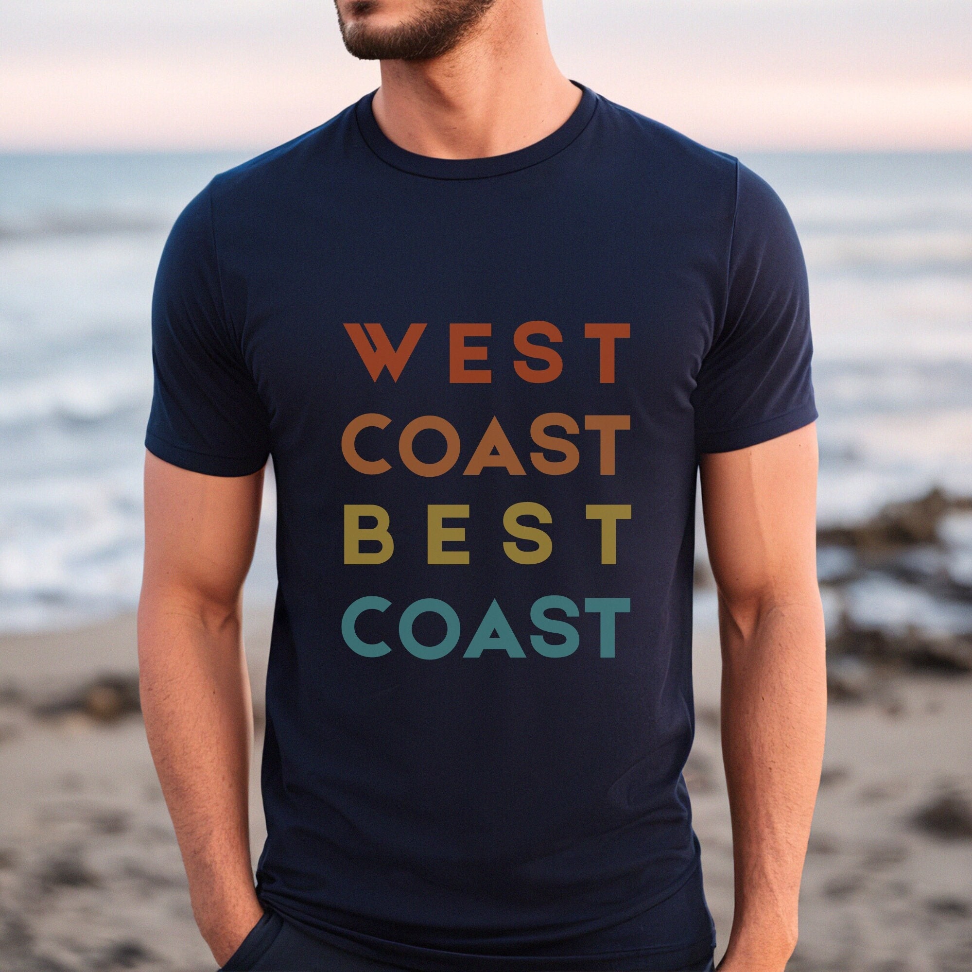 West Coast Best Coast Retro Sunset Tshirt | PNW, California, Oregon, Washington, Vancouver Shirt | Beach Bum Tee | Gift For Surfer, Hiker