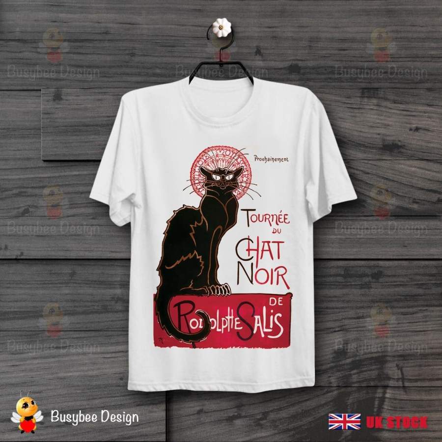 Mens Le Chat Noir Theophile Steinlen Retro Cool Vintage Poster T Shirt