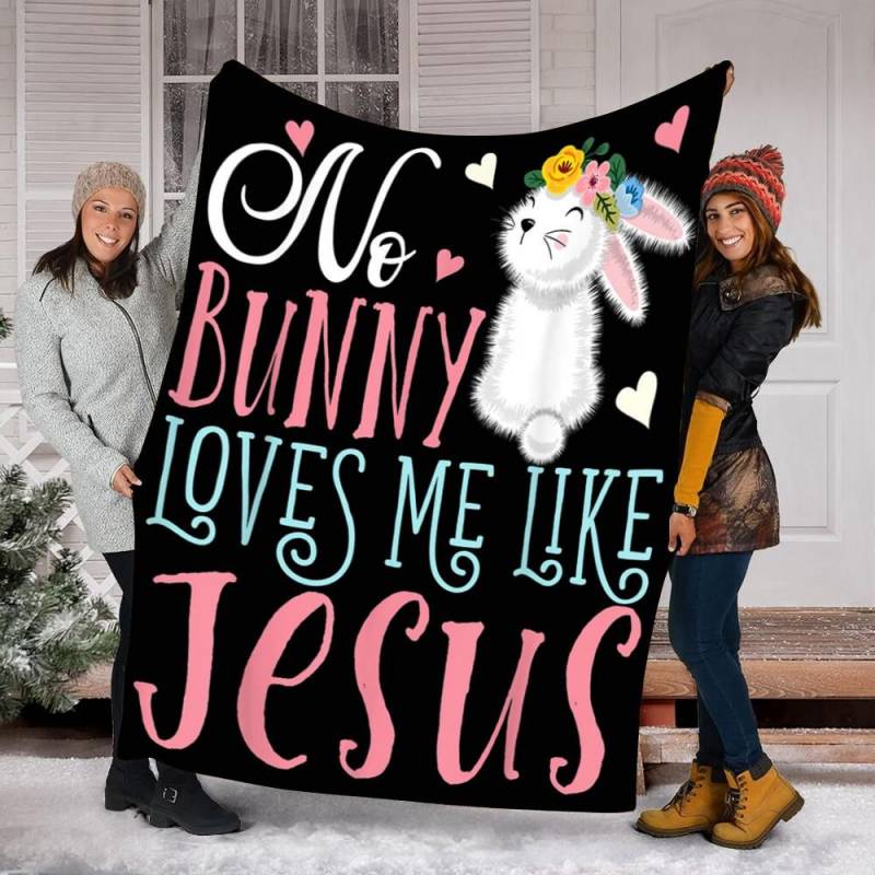 Custom Blanket No Bunny Loves Me Like Jesus Easter Egg Blanket – Fleece Blanket