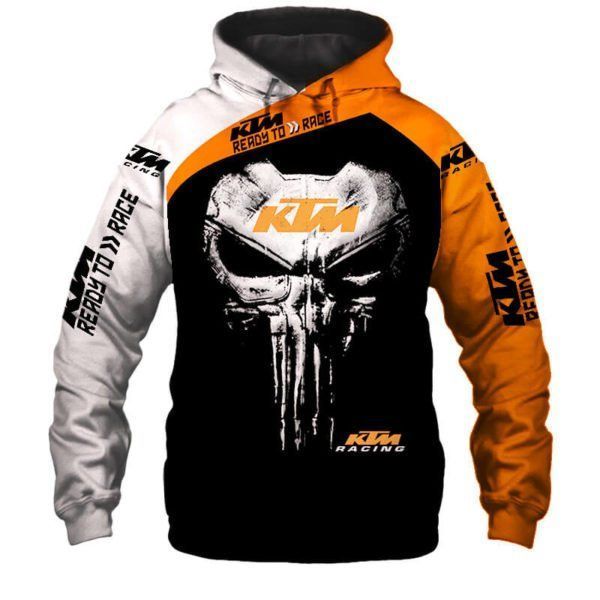 Ktm Ready To Race Punisher Men And Women 3D Hoodie Zip Hoodie Sweatshirt T-Shirt Ktm Racing Ready To Race Punisher 3D Shirt