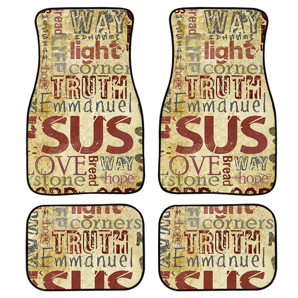 Religious Word Of God Print Front And Back Car Floor Mats, Front Car Mat