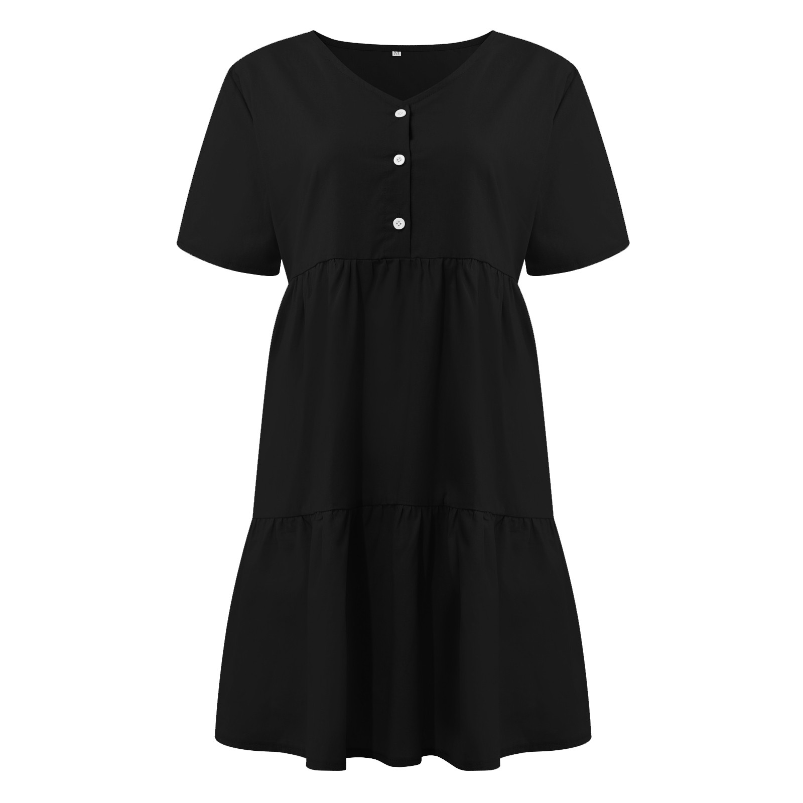 V-neck Solid Button Short Sleeve Women’s Clothing Cotton Linen Fashion Clothes Dresses For Women 2022 Sundress Dress Robe Платья alx