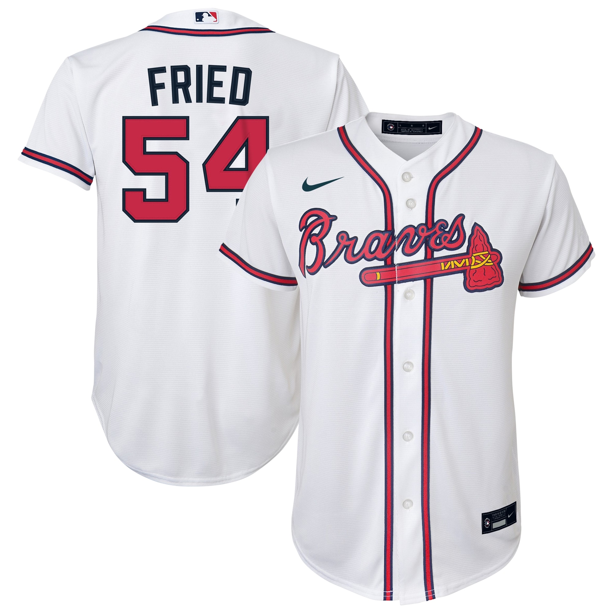 Max Fried Atlanta Braves Youth Alternate Replica Player Jersey – White