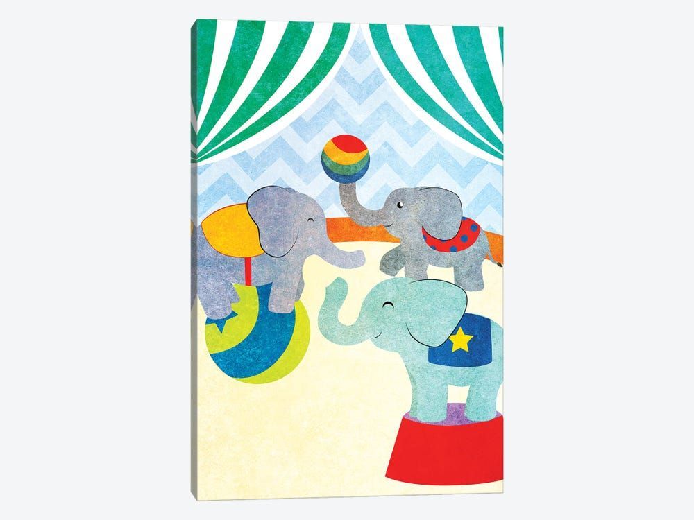 Elephants and Seals Center Stage I Canvas Poster 8″x12″ 12×18″ 18″x26″ 24″x36″ 30″x45″