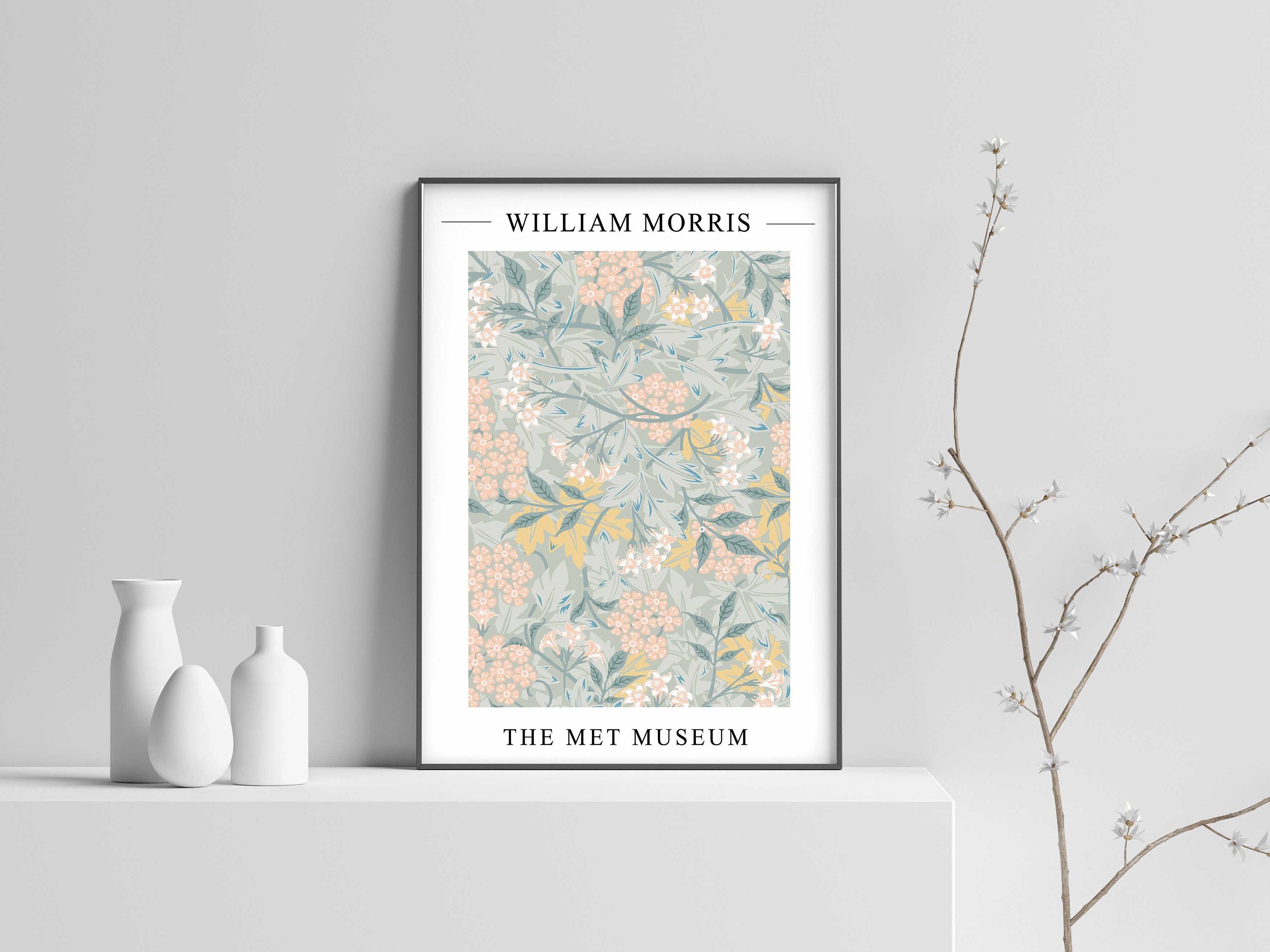 William Morris Print, William Morris Exhibition poster, Floral Print, Pink Jasmine Print, Modern Art – Wall Art Poster Print -Sizes A2 A3 A4