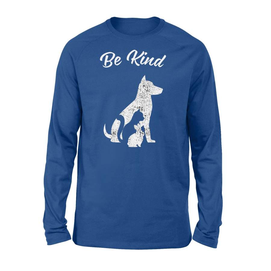 Be Kind To Animal Love Cats Dog Rabbit Distressed Tshirt – Standard Long Sleeve