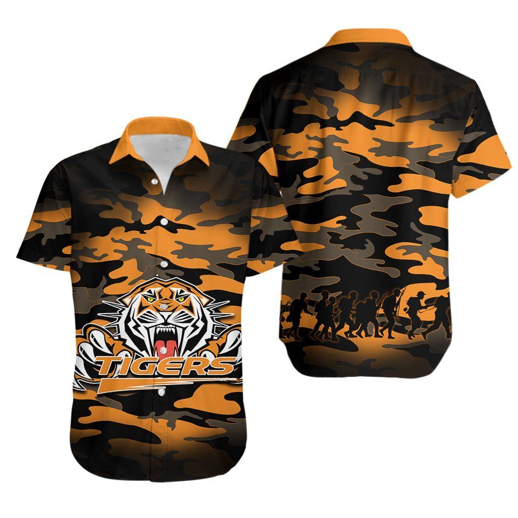 Wests Tigers Hawaiian Shirt Version Anzac Day Army Patterns Th4