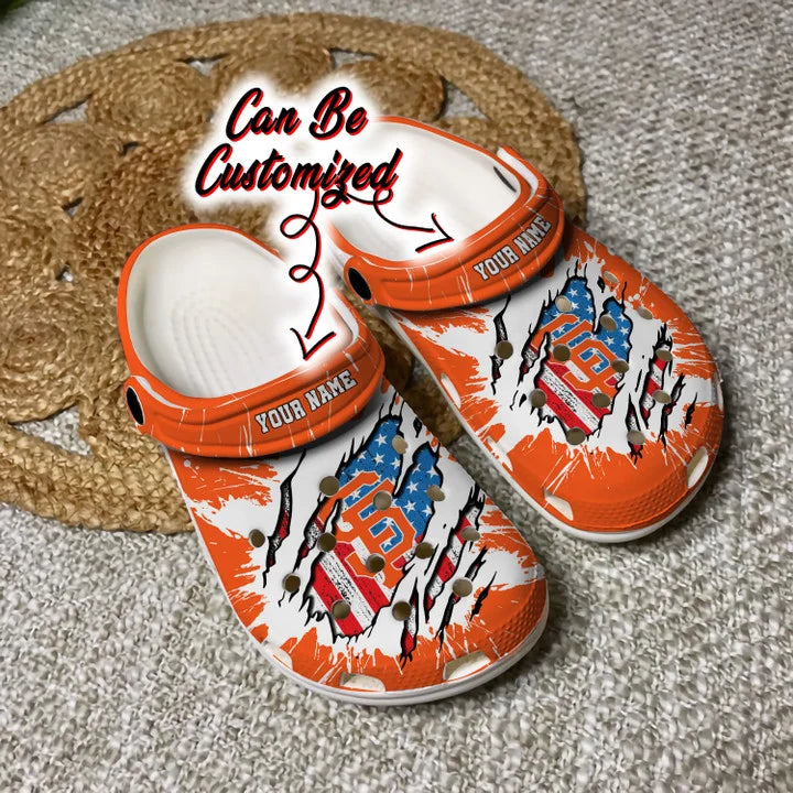 Giants Crocss – Personalized Sf Giants Baseball Ripped American Flag Clog Shoes