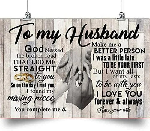 To My Husband Horizontal Poster-I Love You-Wife To Husband-Home Decoration Poster, Wall Poster, Home And Room Decoration, Gifts For Husband, Souvenirs Wall Art Print Poster