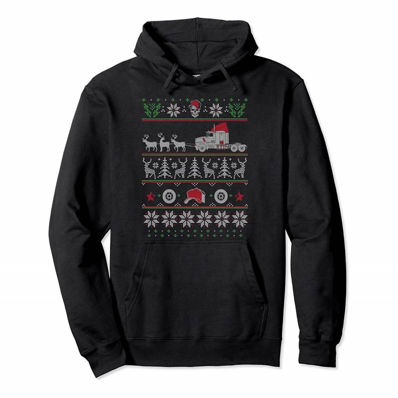 Trucker Semi Truck Pulled by Reindeer Ugly Christmas, T Shirt, Sweatshirt