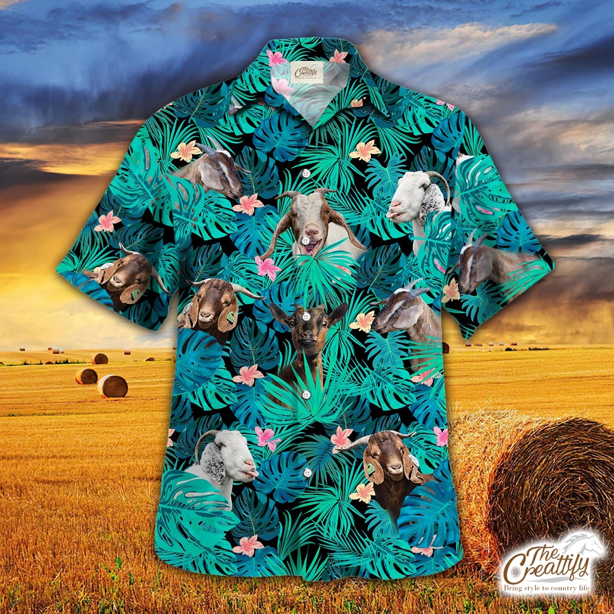 Goat Tropical Pattern Hawaii Shirt Ha45089