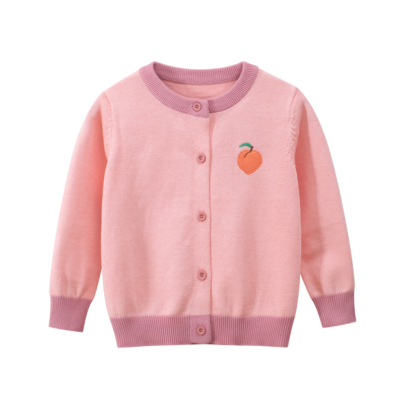 2022 Spring Autumn Grils Sweater Fruit Print Knit Cardigan Children’s Clothing Girl Coat Kids Casual Long Sleeve O-Neck Jackets alx