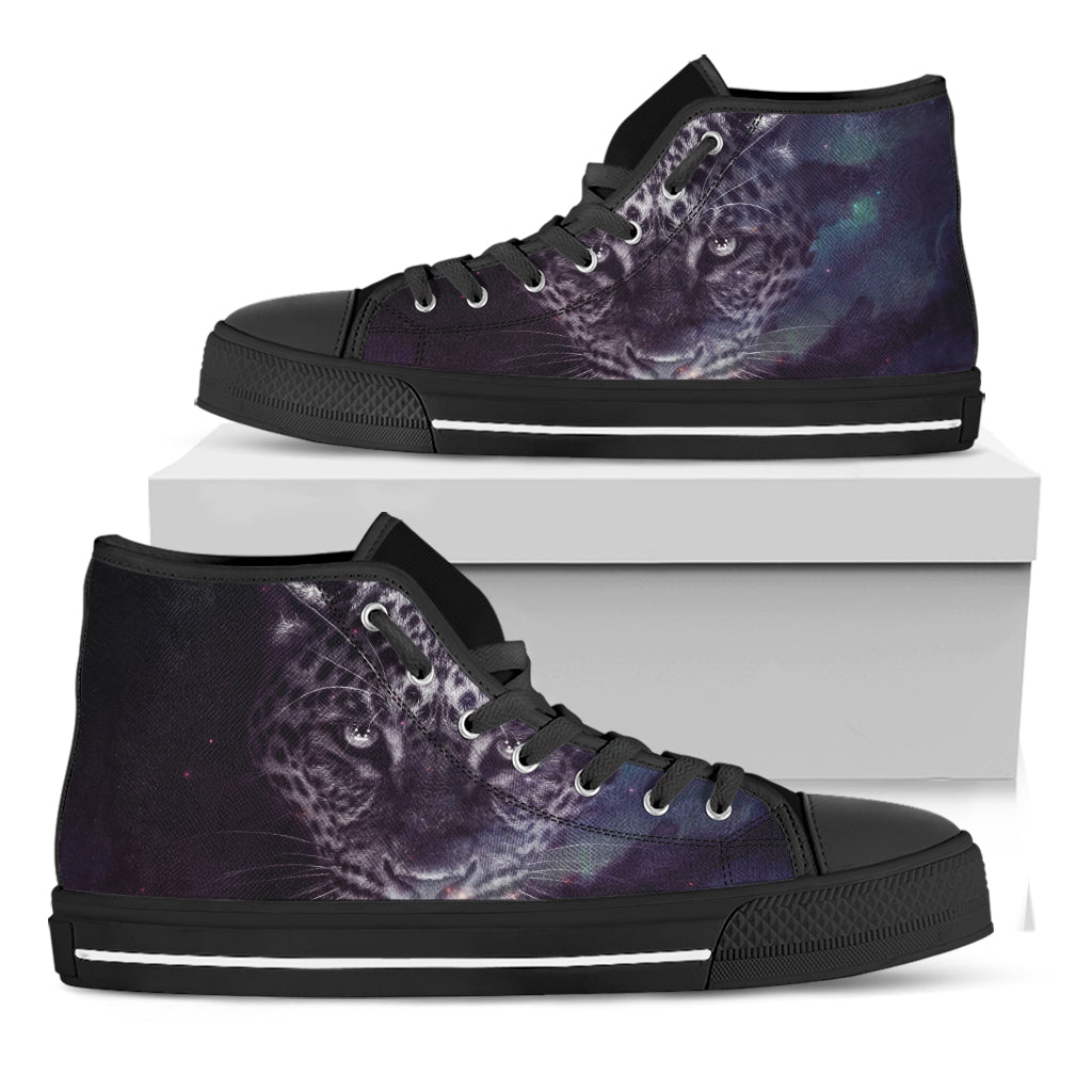 Galaxy Jaguar Print Black High Top Shoes