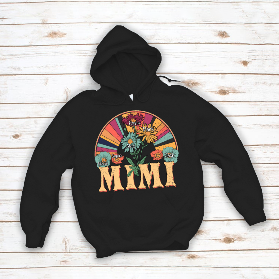 Mimi Rainbow Flower Kids Names Hoodie