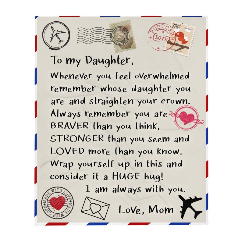 To My Daughter Letter – Whenever You Feel Overwhelmed Remember Whose Daughter Blanket Birthday Gift Home Decor Bedding Couch Sofa Soft And Comfy Cozy