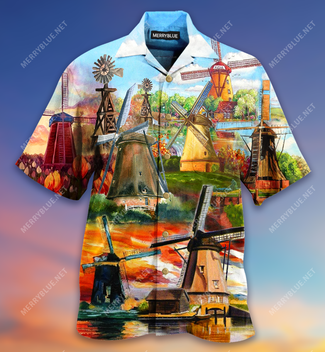 Peaceful Windmill Scenery Unisex Hawaii Shirt Ha6356