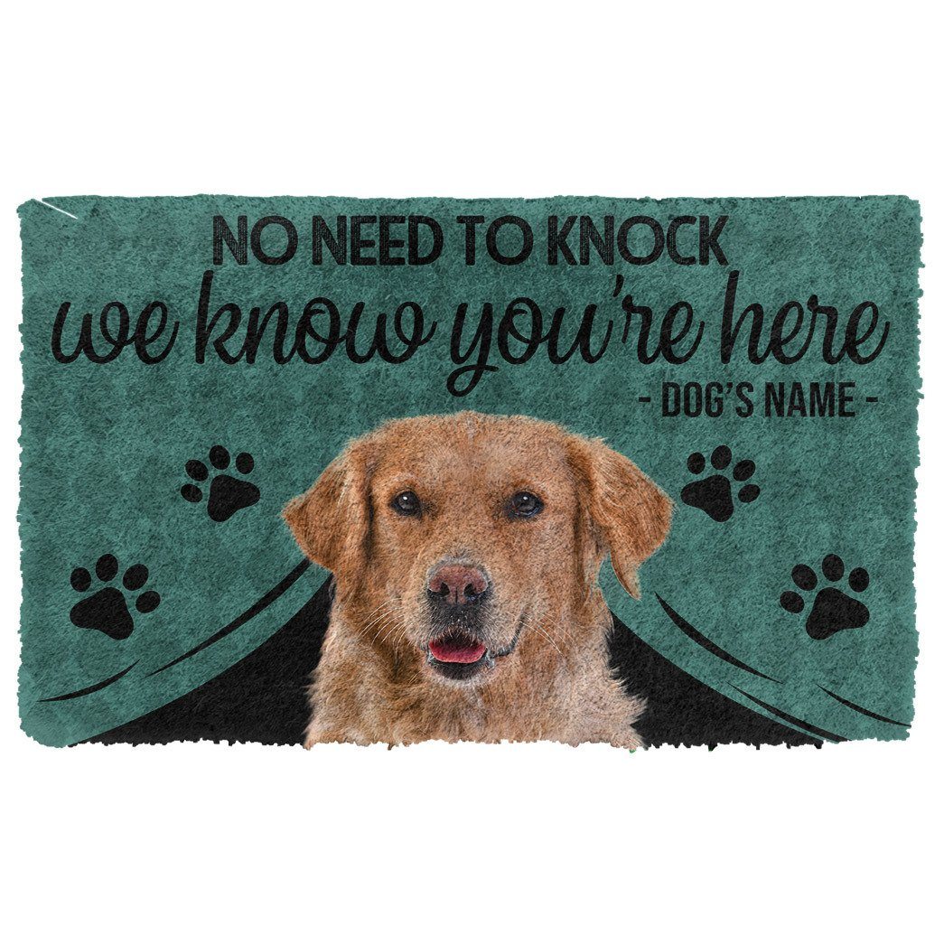 Gearhumans  Gearhuman 3D Golden Retriever We Know You Are Here Custom Name Doormat