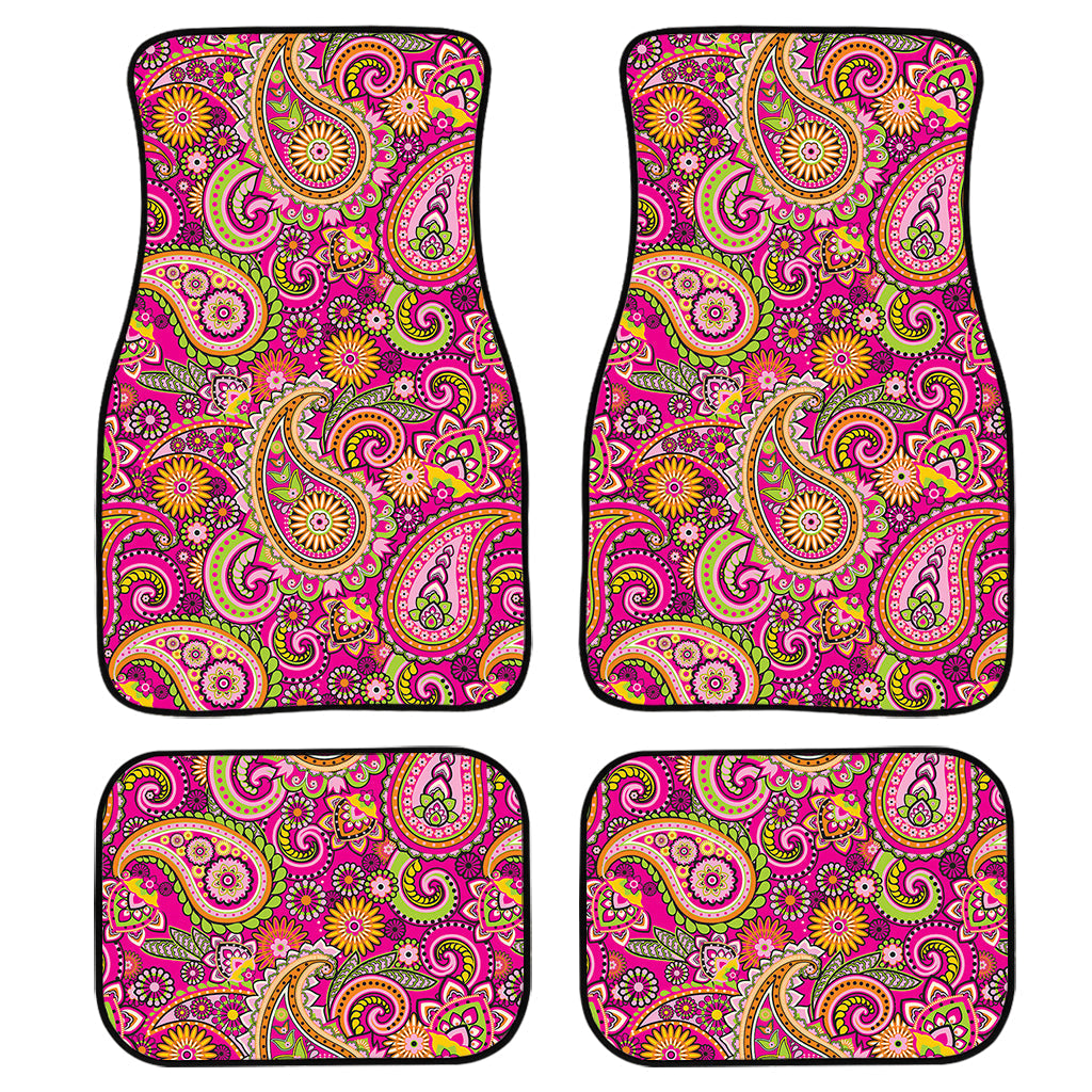 Retro Paisley Pattern Print Front And Back Car Floor Mats, Front Car Mat