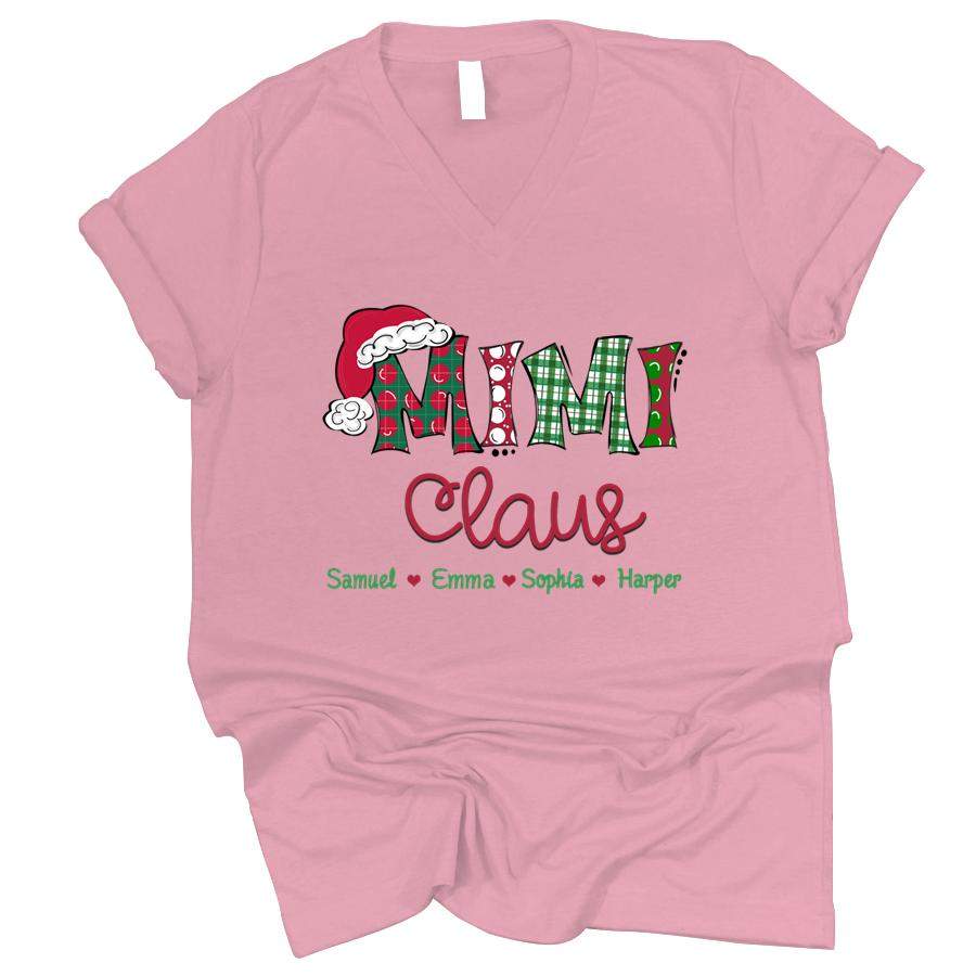 PERSONALIZED MIMI CLAUS KIDS NAMES CHRISTMAS SHIRT