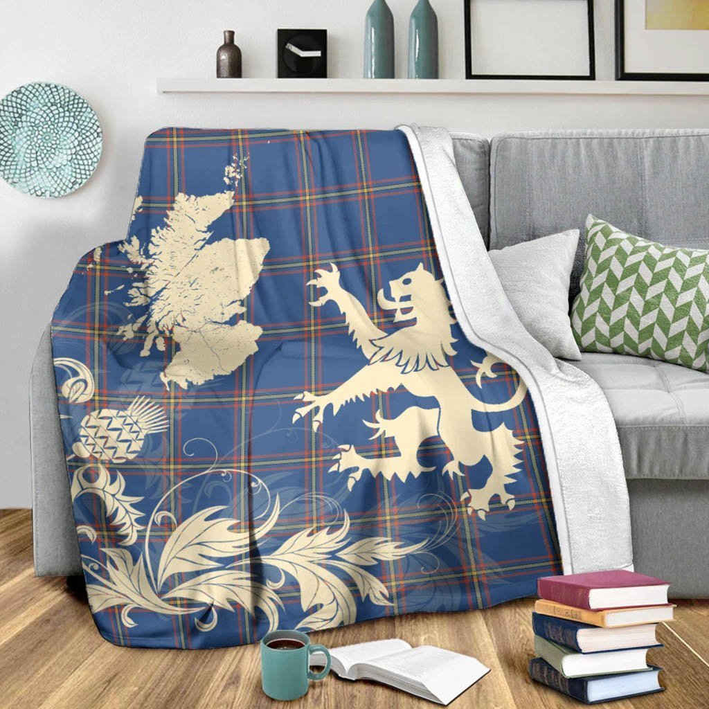 Tartan Blanket Maclaine Of Loch Buie Hunting Ancient Tartan Scotland Lion Thistle Map Plaid Blanket