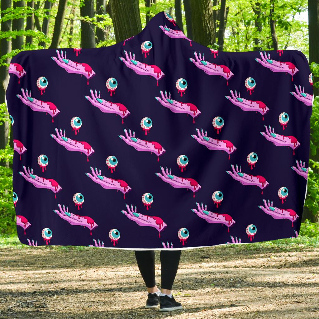 Zombie Pink Hand Design Pattern Print Hooded Blanket