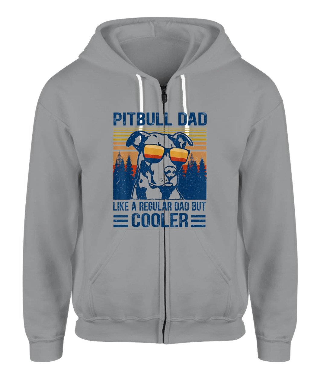 Vintage Pitbull Dad Like A Regular Dad But Cooler Zip-up Hoodie for Men – Gift for Dad