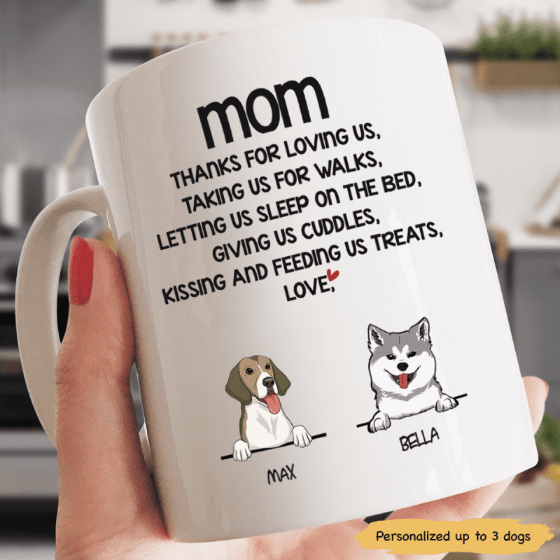 Mom, Thanks For Loving Us Presonalized Dog Mug For Dog Mom