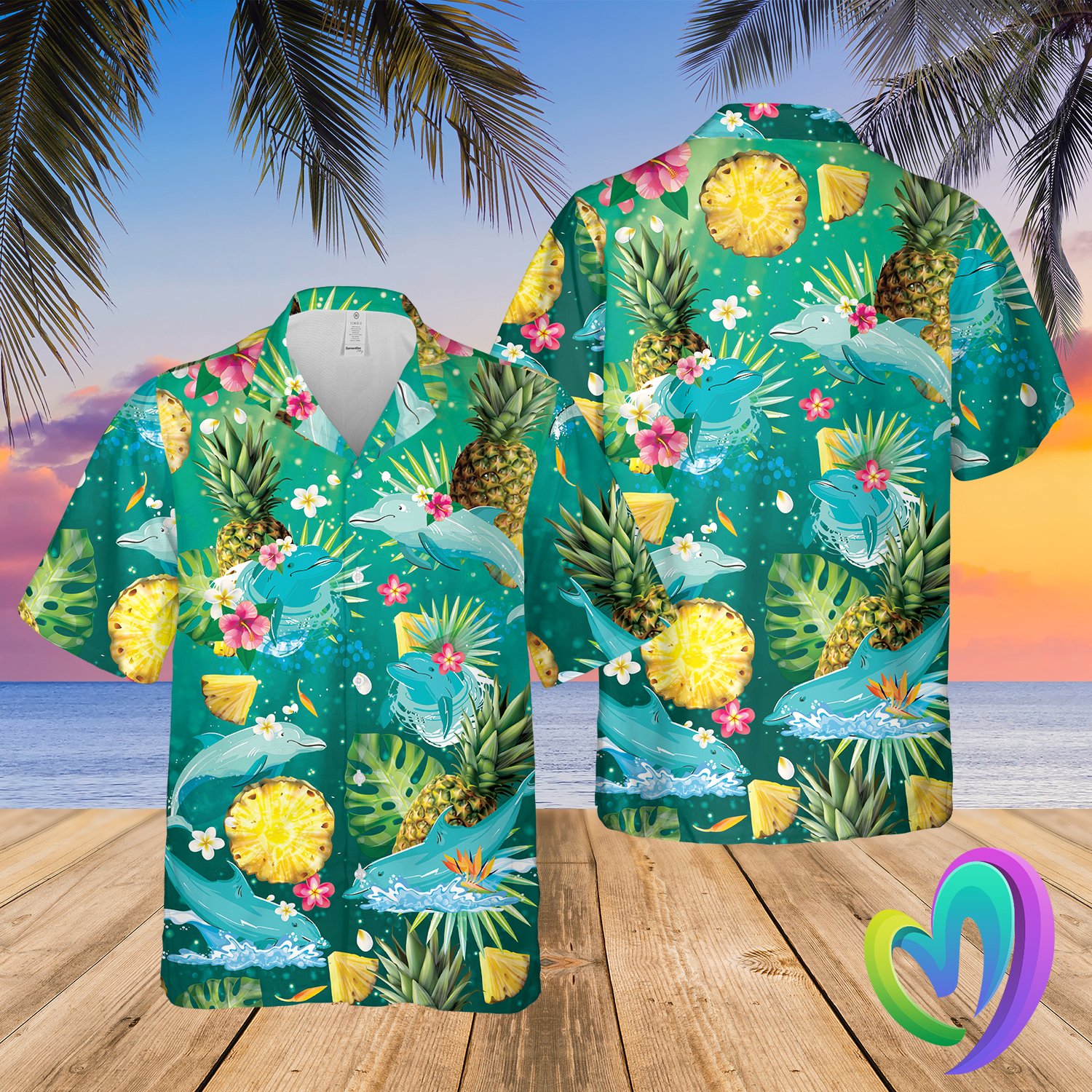 Dolphin Hawaiian Summer Beach Shirt Funny Aloha Shirt QBSM01