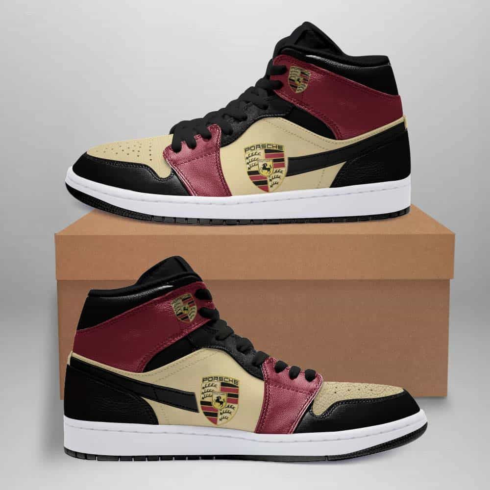 Porsche Logo Design Air Jordan 1 High Printing Shoes Sneaker