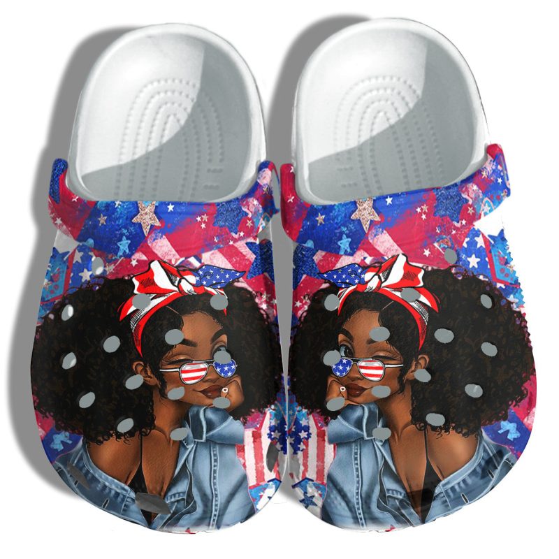 Black Girl Magic America Flag Shoes Gift Women – Strong Teen Black Queen Love 4Th Of July Shoes Birthday Gift Grandaughter