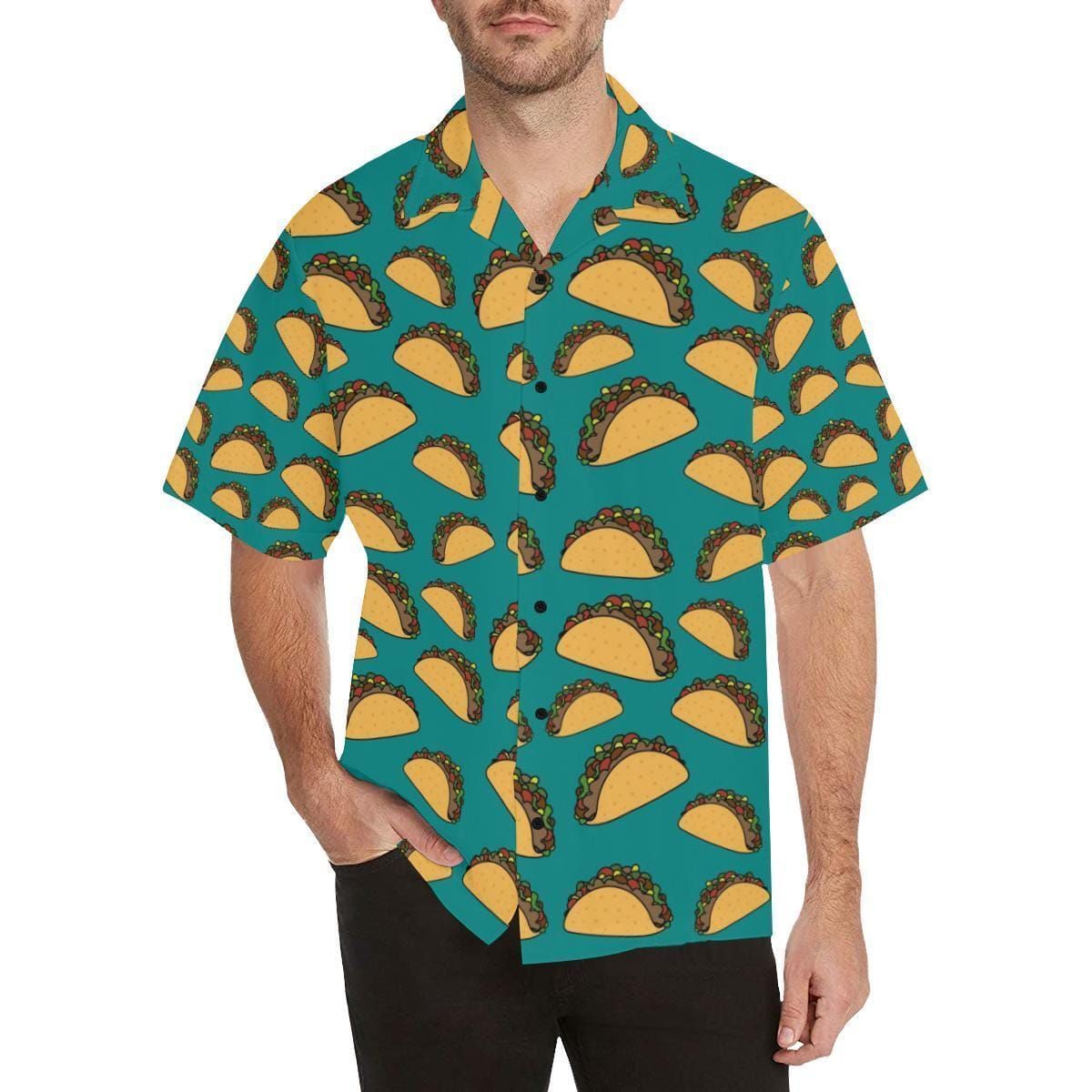 Beach Shirt Tacos Green Yellow Hawaiian Shirts