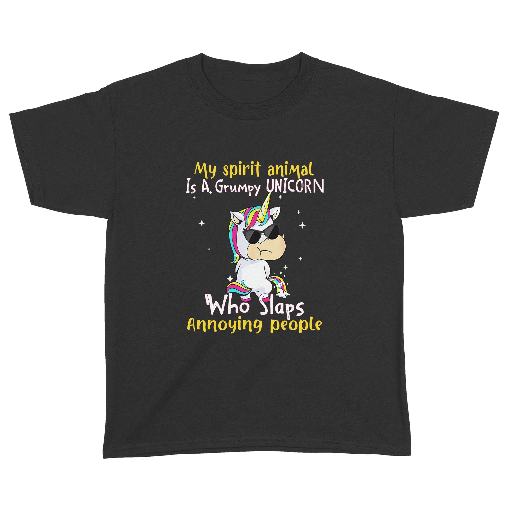 My spirit Animal Is A Grumpy Unicorn Who Slaps Annoying People Funny Shirt – Standard Youth T-shirt