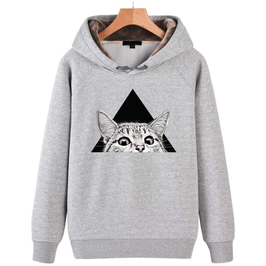 Cute Cat Fleece Winter Jacket Cute Kitten Fashion Hoodie for Adut