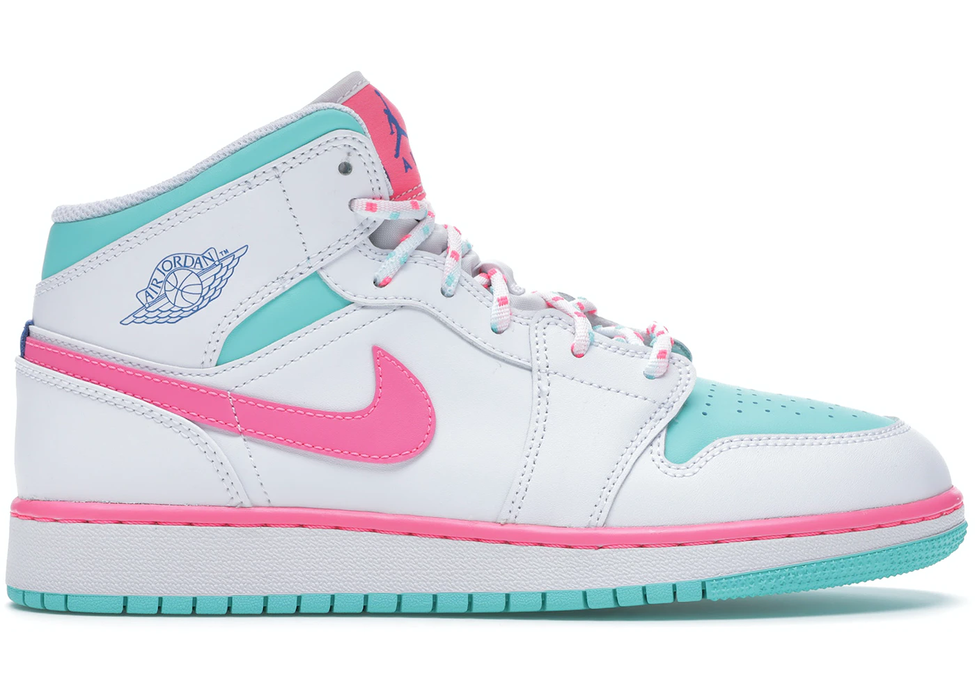 JD 1 Mid GS White Digital Pink Aurora Green Soar 601017