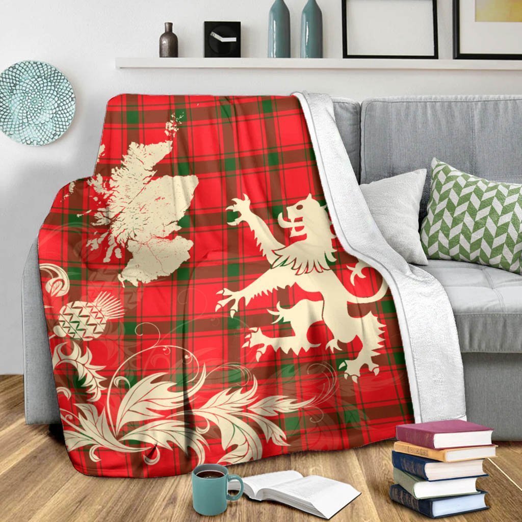 Tartan Blanket Macdonald Of Sleat Tartan Scotland Lion Thistle Map Plaid Blanket