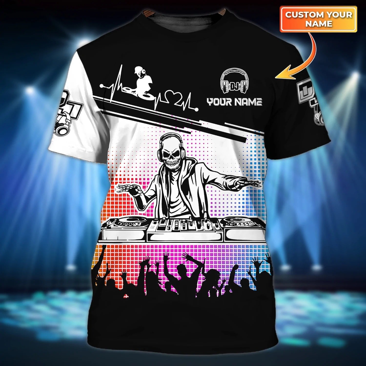 Custom Skeleton Dj Shirt, Funny Disc Jockey Tshirt, Dj Club Uniform