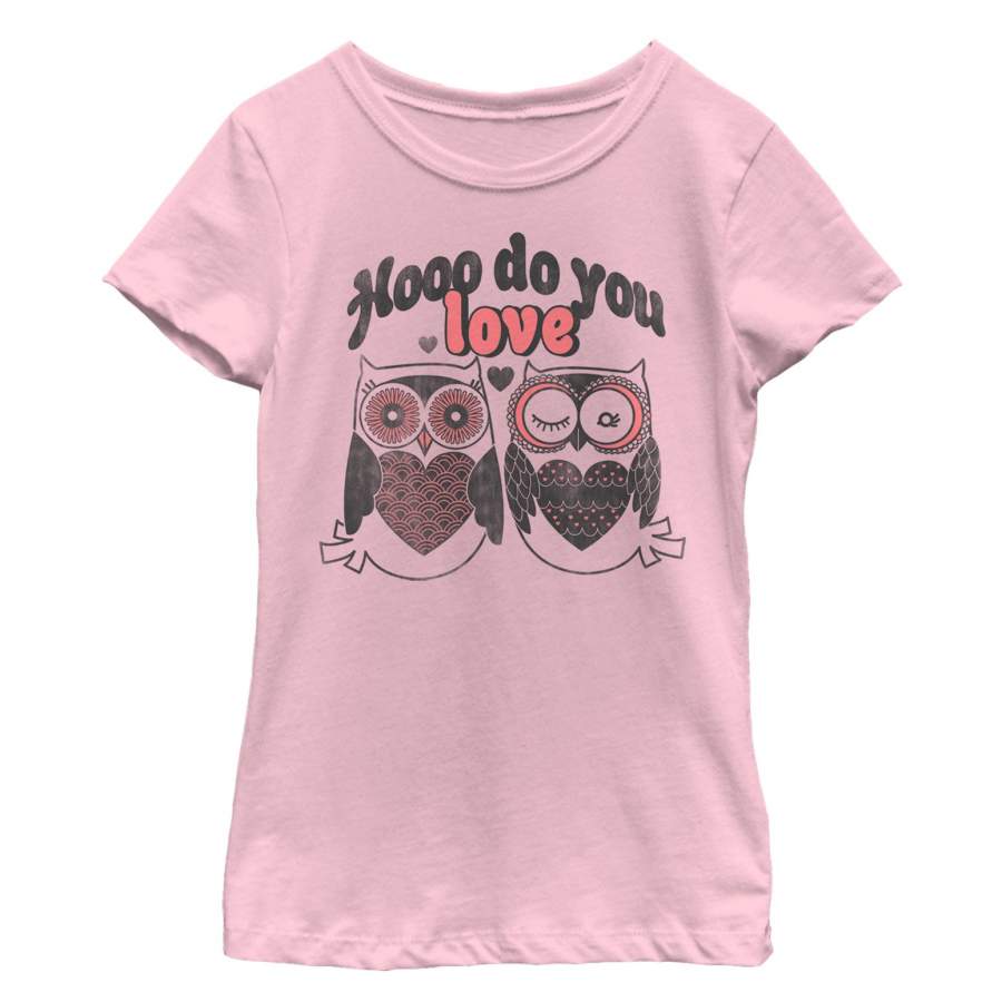 Lost Gods Girl’s Valentine’s Day Hooo Do You Love Owls  T Shirt