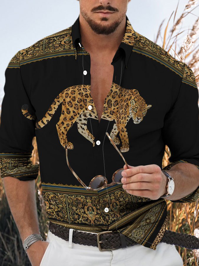 Simple Leopard Print Daily Men’S Shirt