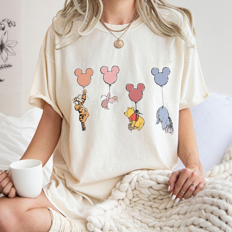 Comfort Colors®  Winnie The Pooh and Friends Shirt, Winnie The Pooh Shirt, Pooh Balloons Shirt, Disney Pooh T-Shirt, Cute Pooh Bear Shirt